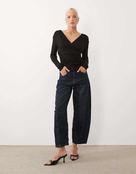 ASOS DESIGN top cache-cœur drapé à manches longues en jersey léger noir - view 1