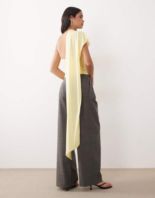 ASOS DESIGN - Top cache-cœur en mousseline stretch à foulard - Citron, 4 de 4