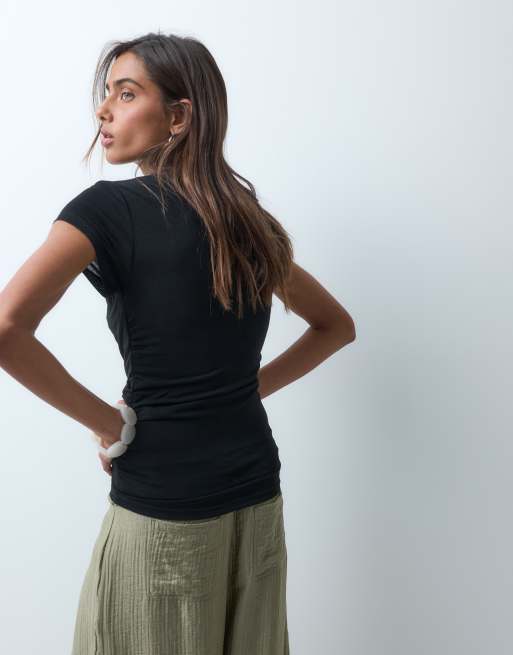 ASOS DESIGN top cache-cœur fluide noir, 4 de 5