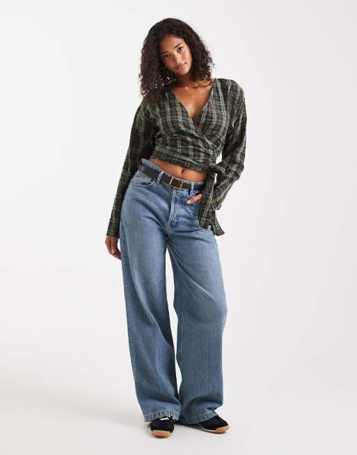 ASOS DESIGN - Top cache-cœur manches longues à carreaux - Vert, 4 de 4