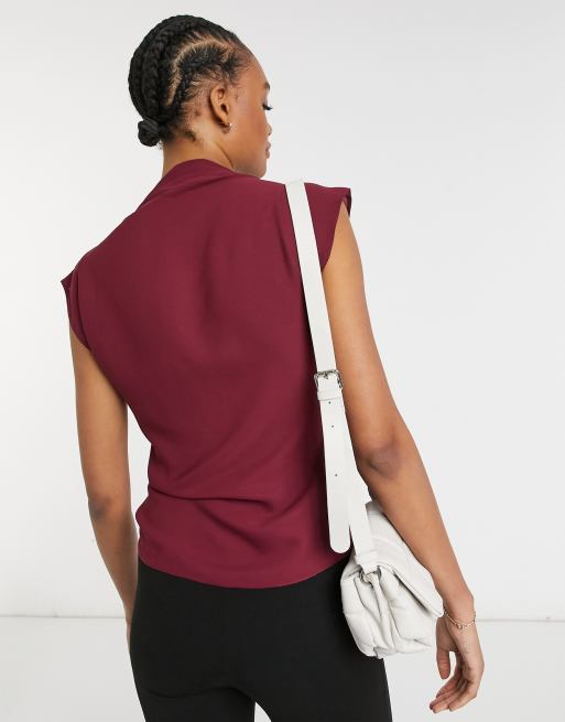ASOS DESIGN - Top cache-cœur sans manches drapé - Bordeaux, 2 de 4