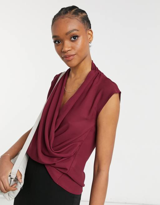 ASOS DESIGN - Top cache-cœur sans manches drapé - Bordeaux, 4 de 4