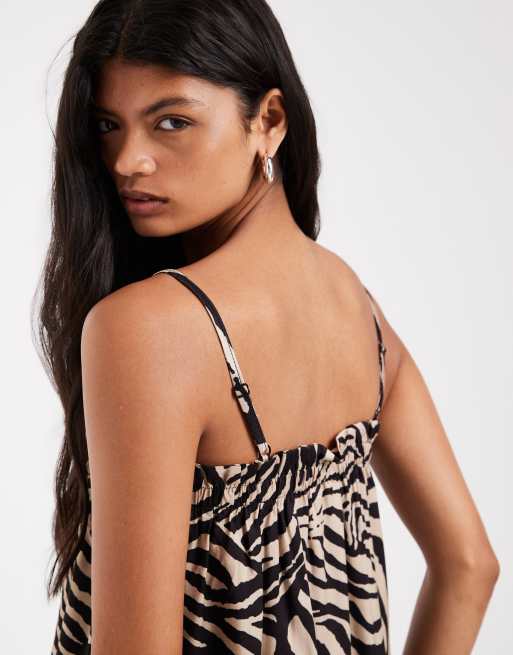 ASOS DESIGN top cami con scollo quadrato e volant con stampa animalier, 2 di 4