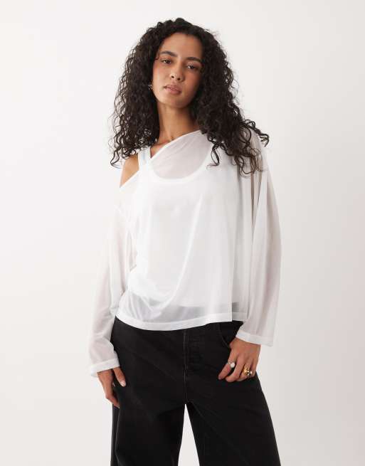ASOS DESIGN - top capa de manga larga en blanco, 2 de 4