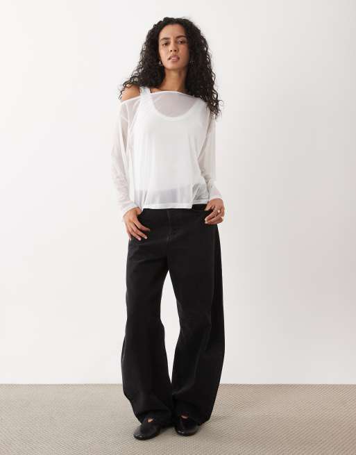 ASOS DESIGN - top capa de manga larga en blanco, 3 de 4