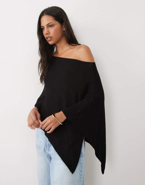ASOS DESIGN top cape en maille noir - view 1