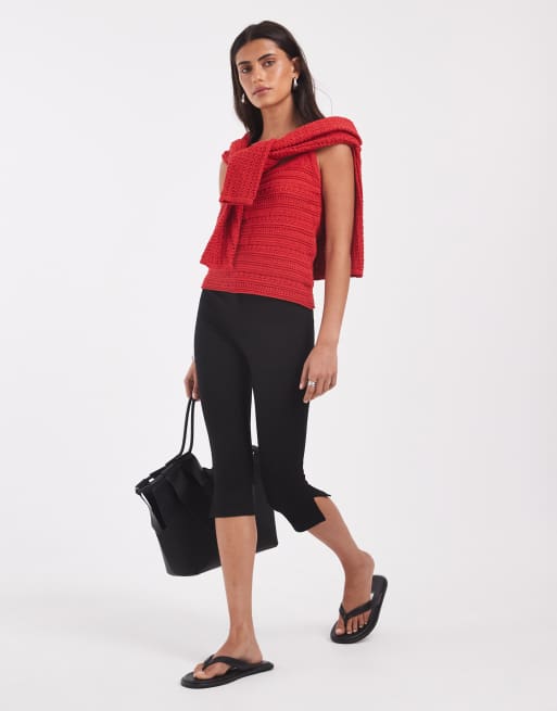 ASOS DESIGN top caraco en maille crochet coordonné rouge, 2 de 4