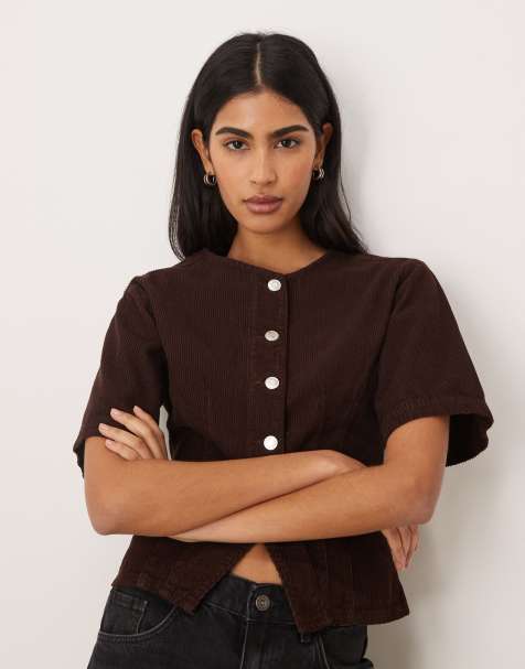 ASOS DESIGN - Top cintré en velours côtelé - Marron chocolat - view 1