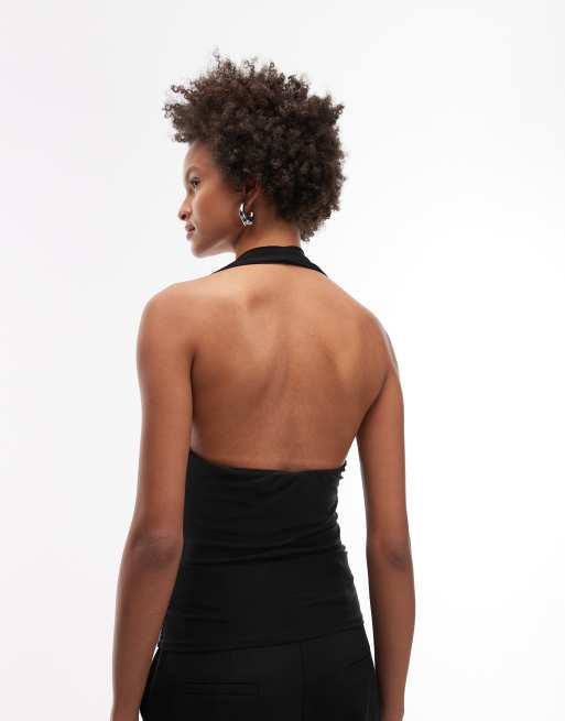 ASOS DESIGN - Top col bénitier plongeant à sequins - Noir, 2 de 4