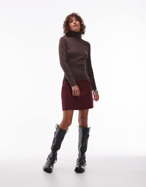 ASOS DESIGN - Top col roulé effet seconde peau - Chocolat, 4 de 4