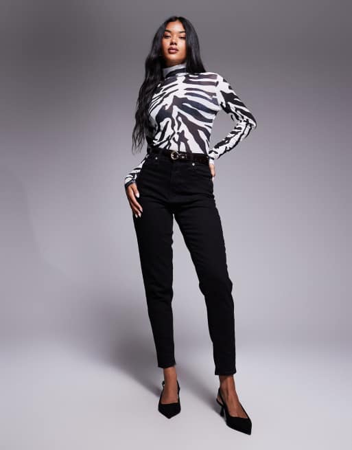 ASOS DESIGN - Top col roulé transparent en tulle fin à zébrures - Ivoire, 4 de 4