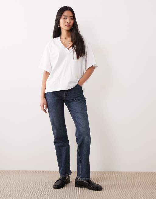 ASOS DESIGN - Top col V coupe carrée à manches courtes - Blanc, 2 de 4