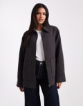 [ASOS DESIGN] ASOS DESIGN top collar harrington jacket in charcoal-Black S charcoal