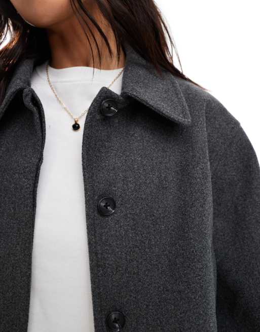 ASOS DESIGN top collar jacket in charcoal