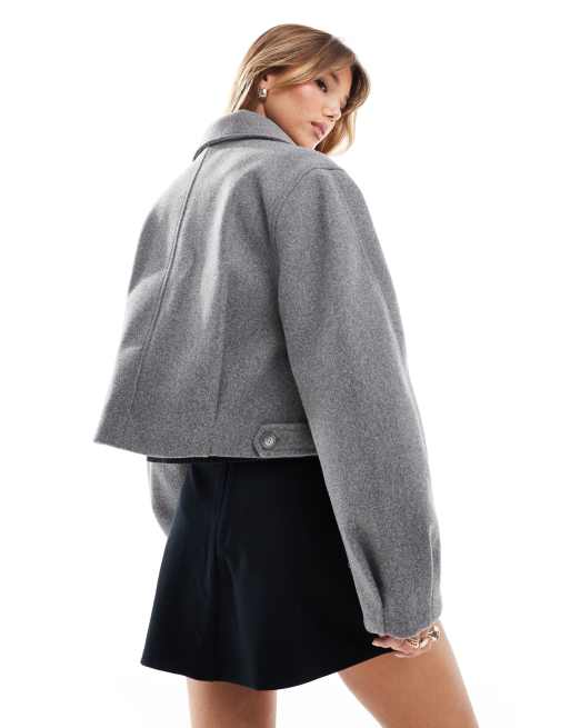 ASOS DESIGN top collar jacket in grey melange | ASOS