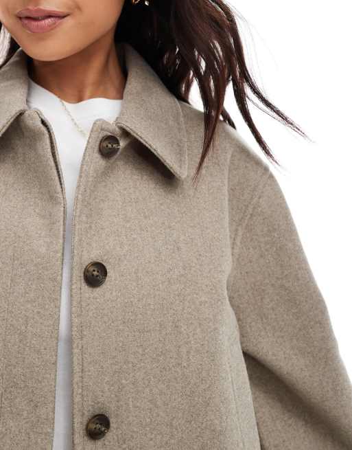 ASOS DESIGN top collar jacket in mushroom