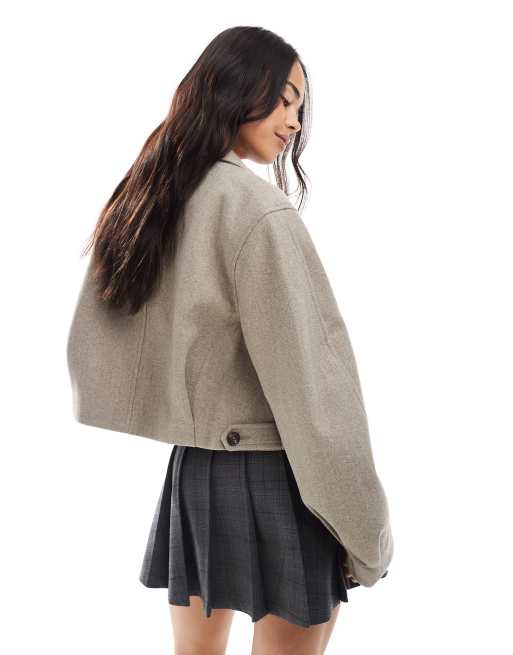 ASOS DESIGN top collar jacket in mushroom