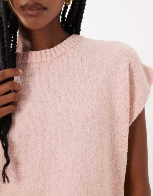 ASOS DESIGN - Top color crema sin mangas con cuello redondo de tejido flameado, 2 de 4