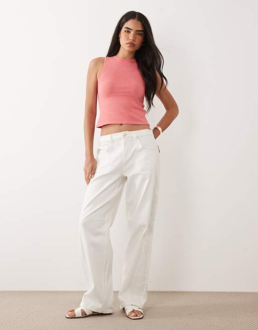 ASOS DESIGN - Top color melocotón sin mangas de punto fino, 3 de 4