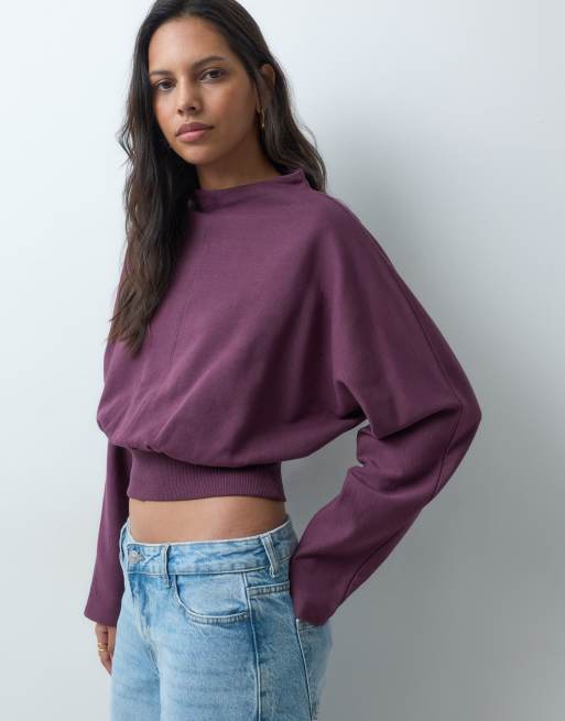 ASOS DESIGN top con bajo ancho en morado oscuro, 5 de 5