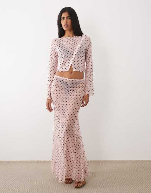 ASOS DESIGN - Top con maniche a pipistrello in rete con stampa geometrica e bottoni in coordinato, 2 di 4