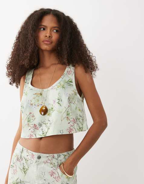 ASOS DESIGN - Top con scollo rotondo a fiori in coordinato - view 1