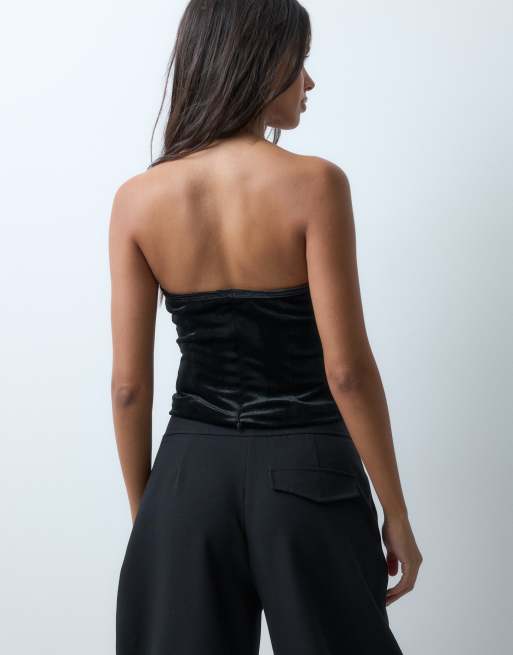 ASOS DESIGN top corset à fleur ornée en velours noir, 4 de 5