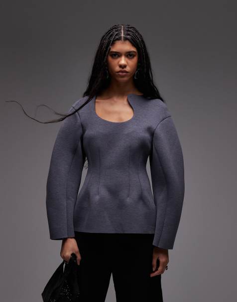 ASOS DESIGN - Top corset coupe cocon à encolure sculptée - Gris anthracite - view 1