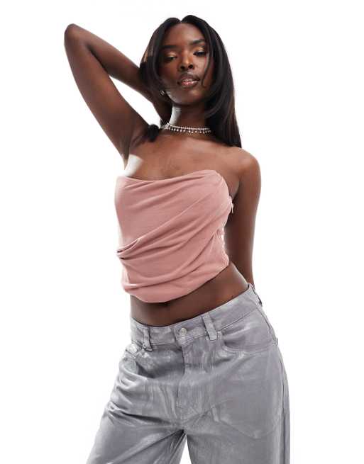 ASOS DESIGN - Top corset effet drapé - Blush