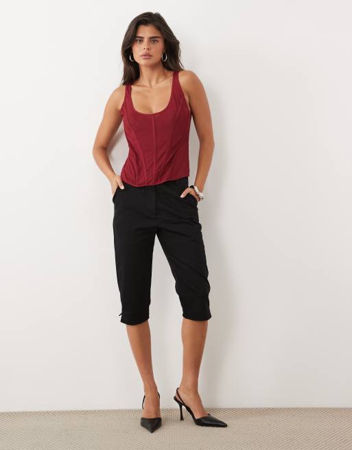 ASOS DESIGN top corsetto in rete color lampone, 2 di 4