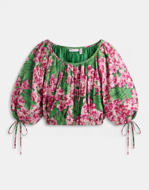 ASOS DESIGN - Top corto a fiori con maniche a sbuffo, 5 di 7