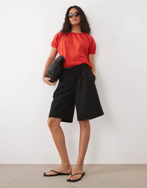 ASOS DESIGN - top corto de manga corta tipo globo en rojo, conjunto - view 1