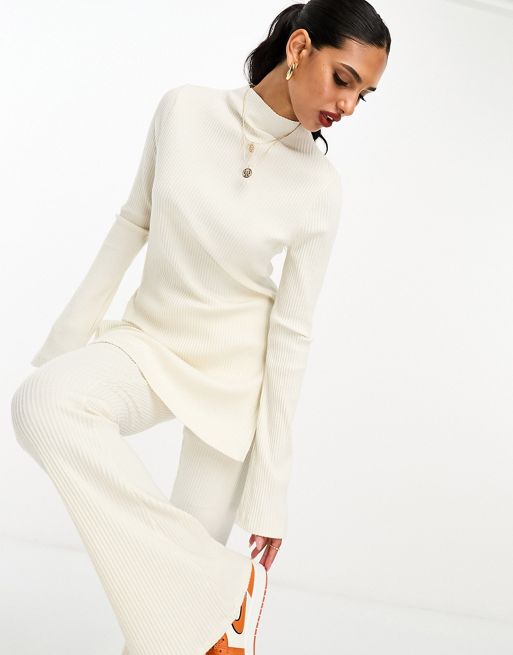 ASOS DESIGN - Leanne - Culotte taille haute en coton côtelé - Blanc