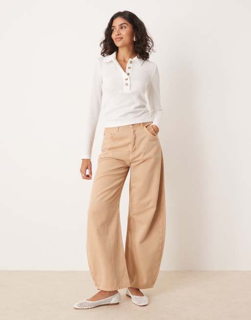 ASOS DESIGN - Top côtelé et boutonné à manches longues - Blanc, 2 de 4
