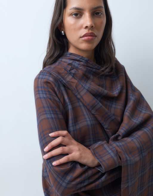 ASOS DESIGN - top cruzado con bufanda a cuadros, 2 de 4