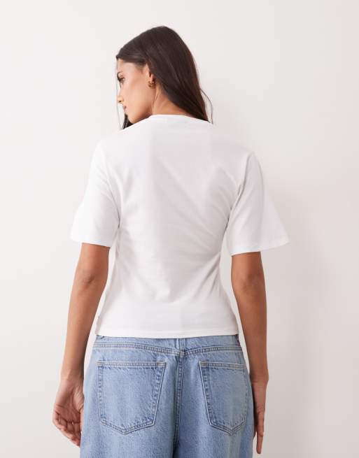 ASOS DESIGN - top cruzado de manga corta en blanco, 3 de 4