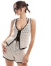 ASOS DESIGN - Top da mare allacciato sul davanti color panna con profili a contrasto - view 1
