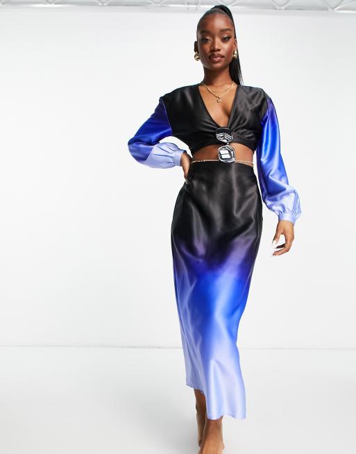 ASOS DESIGN - Top da mare avvolgente blu sfumato in coordinato , 4 di 4