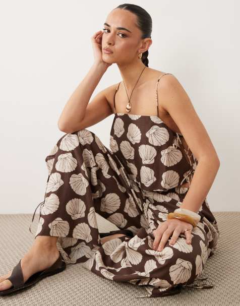 ASOS DESIGN - Top da spiaggia con stampa di conchiglie e scollo squadrato - view 1