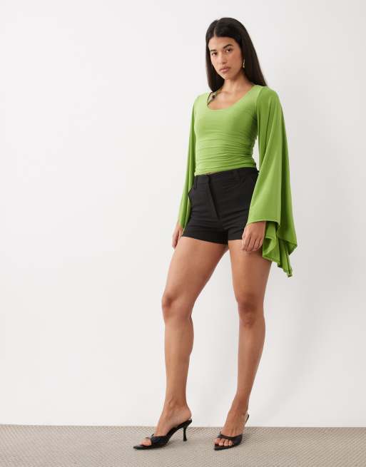 ASOS DESIGN - Top de conjunto con mangas kimono y abalorios en verde, 3 de 4
