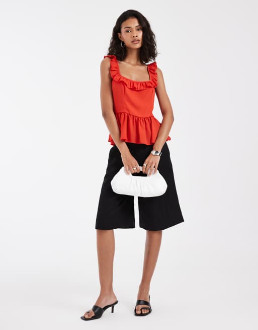 ASOS DESIGN - top de gasa con detalle de volantes en rojo, conjunto, 2 de 4