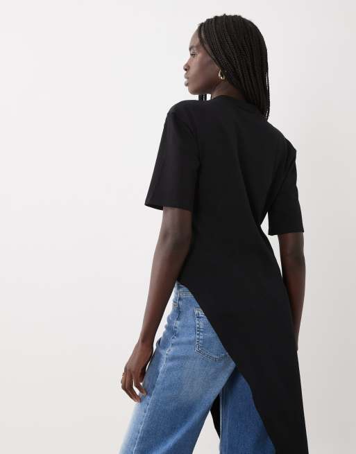ASOS DESIGN top de manga corta asimétrico en negro, 4 de 4