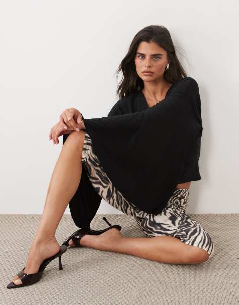 ASOS DESIGN - top de manga larga con drapeado en negro - view 1