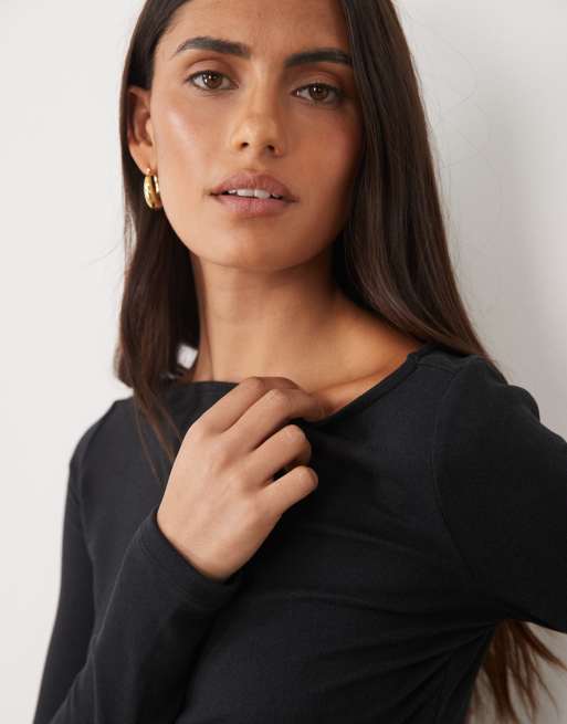 ASOS DESIGN - Top de manga larga supersuave en negro, 3 de 4