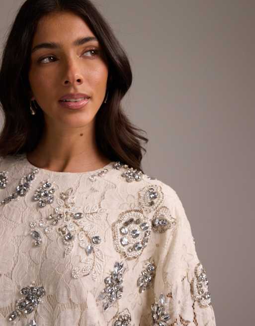ASOS DESIGN - Top de mariée en dentelle à ornements, 3 de 5