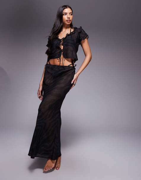 ASOS DESIGN - Top de plage noué sur le devant en mousseline à zébrures - view 1