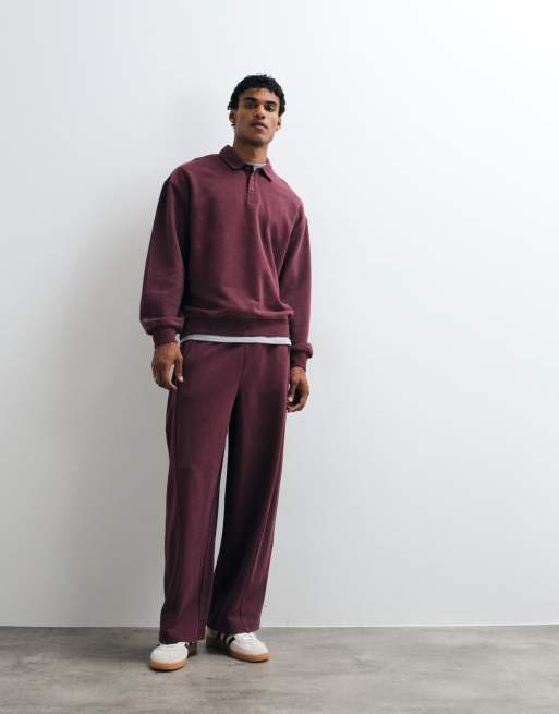 ASOS DESIGN - top de rugby extragrande de tejido grueso a conjunto con lavado ácido en morado, 2 de 5