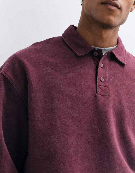 ASOS DESIGN - top de rugby extragrande de tejido grueso a conjunto con lavado ácido en morado, 4 de 5