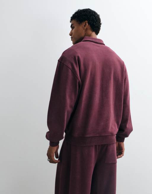 ASOS DESIGN - top de rugby extragrande de tejido grueso a conjunto con lavado ácido en morado, 5 de 5