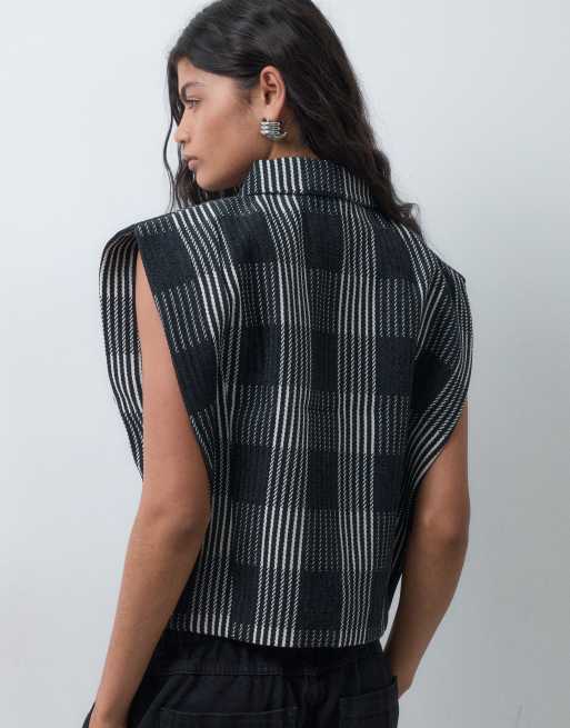 ASOS DESIGN top de sastre bouclé a cuadros monocromos, 3 de 5